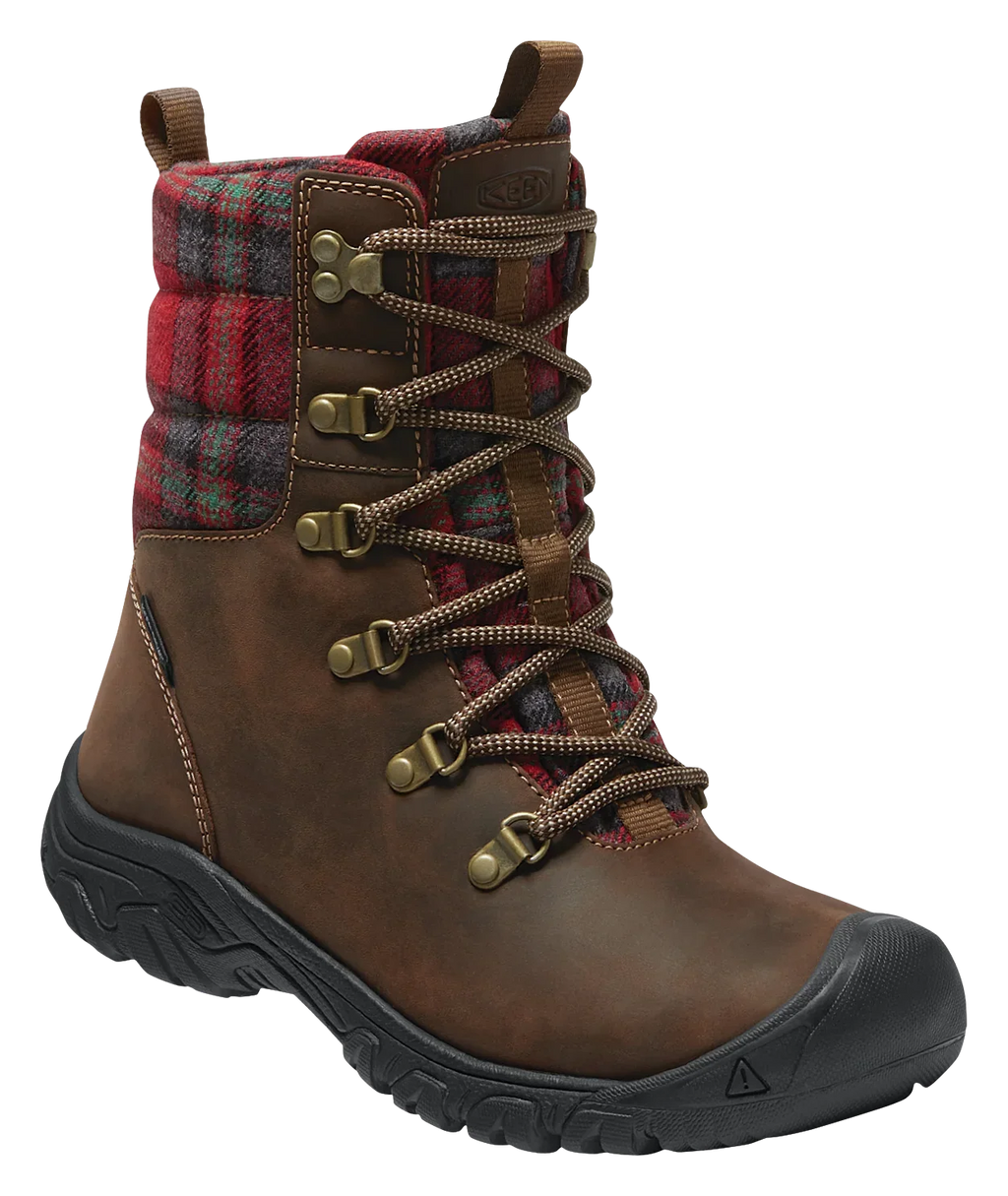 Plaid Dark Insulated 7.5M Greta Boots Waterproof - KEEN Brown/Red for - Ladies