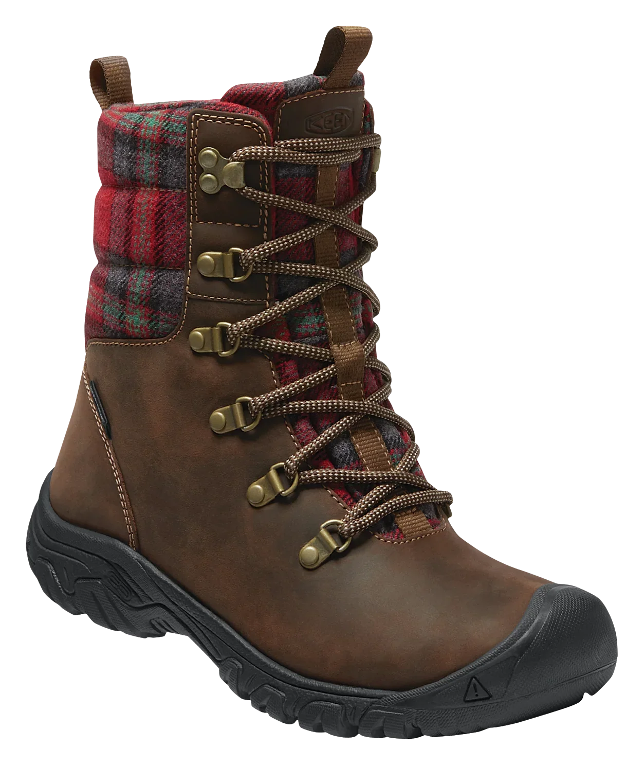 Plaid Dark Insulated 7.5M Greta Boots Waterproof - KEEN Brown/Red for - Ladies
