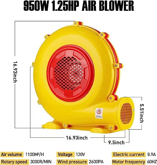 Bounce Inflatable Movie Inflatable Pump Inflatable Bouncy Paint Perfect Fan Air Castle Booth, Screen, Inflatable Jumper, Blower, for 950W House, Commercial Bouncer Blower,