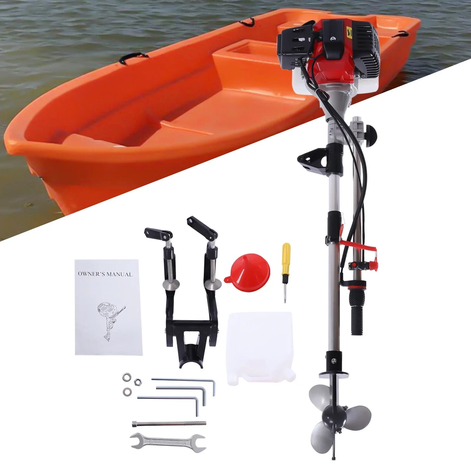 2.3 Stroke Shaft Boat Long Gas-Powered HP 52CC Engine 2 Outboard Motor Trolling