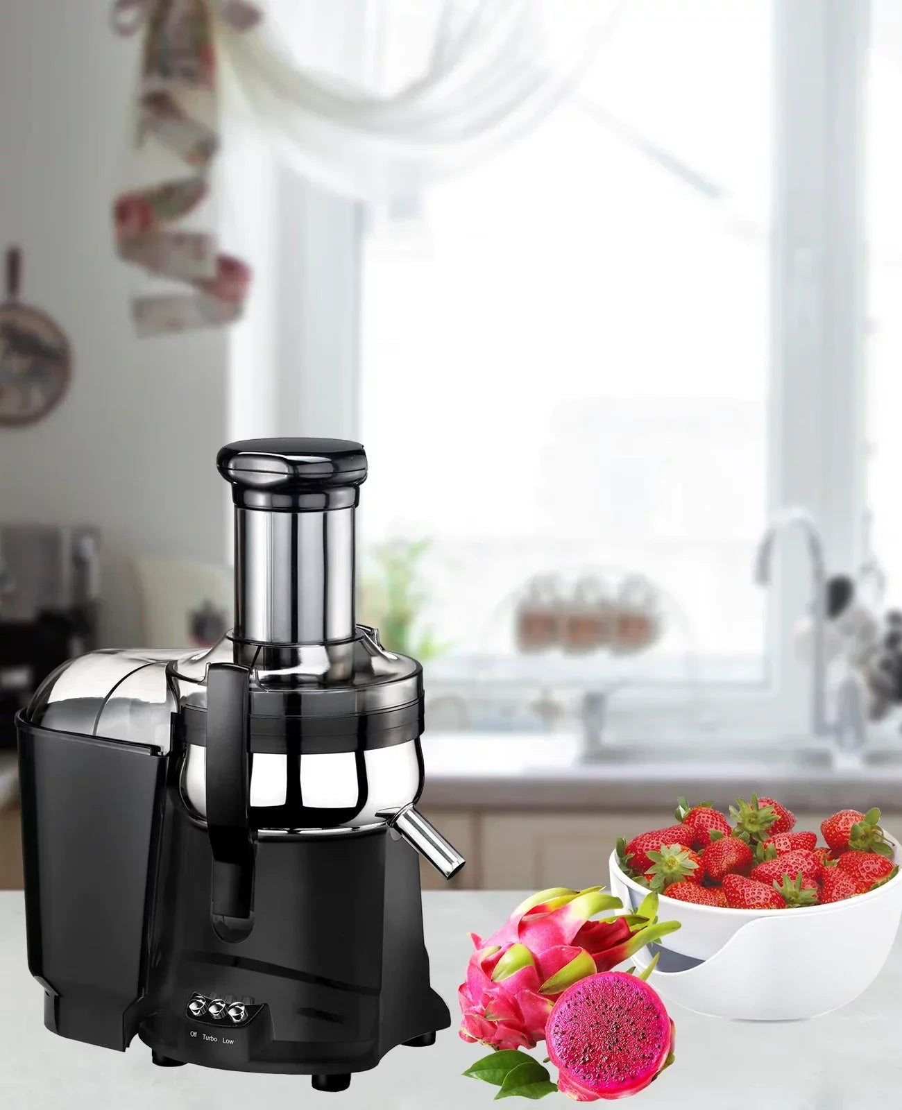 (Black) Vegetables - Latch for Fruits Press Hand Centrifugal Safety Juicer Juicer & with