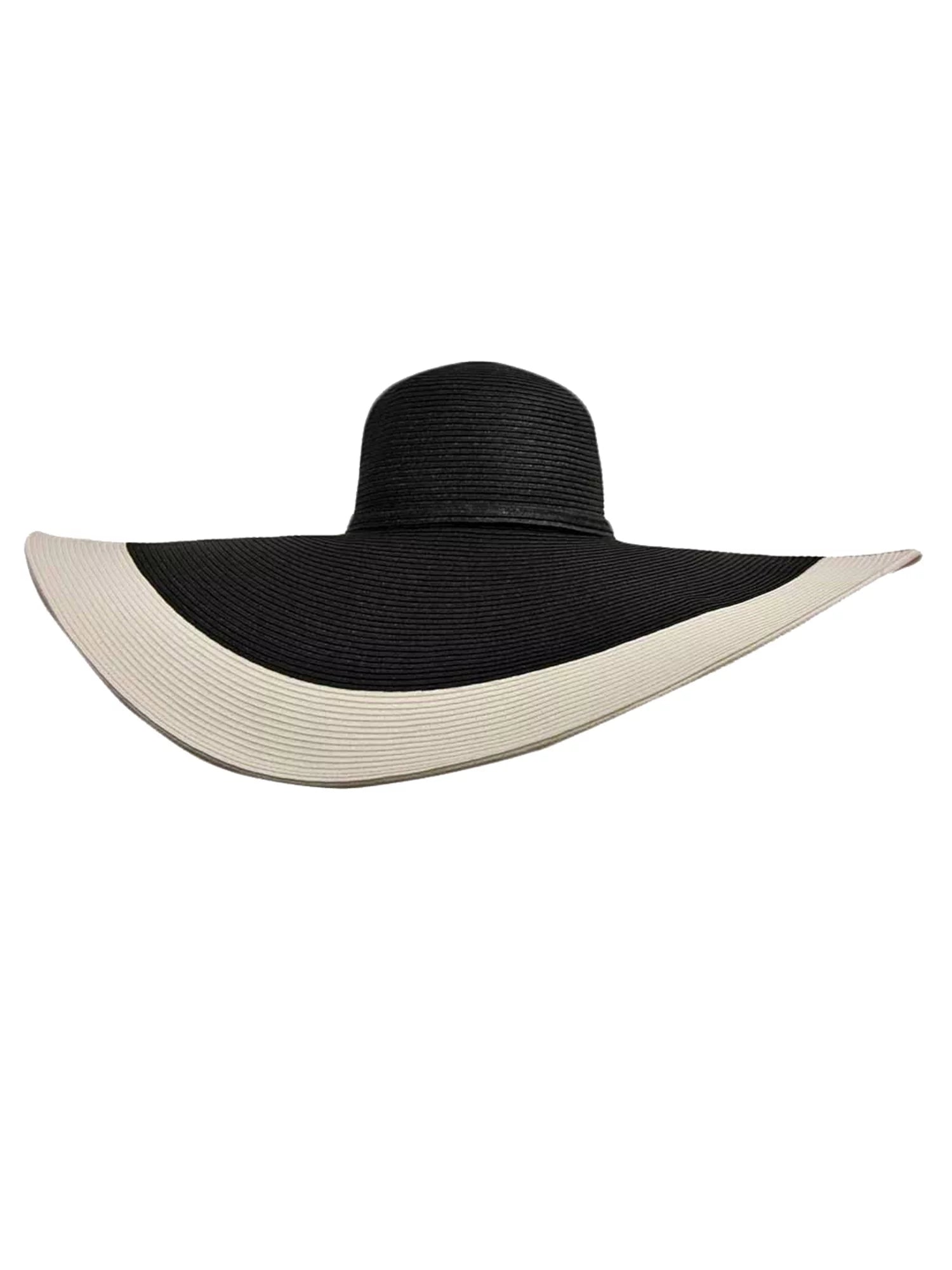 Brim Floppy & Black Hat Wide White With