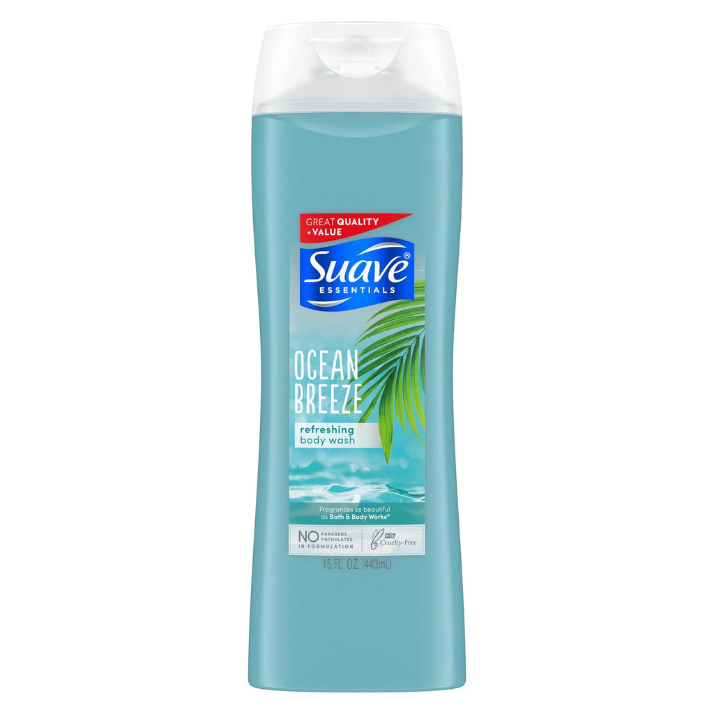 oz, Sea 6 Pack Body Suave E Breeze Wash and of Skin Algae Ocean Extract Hydrated, Smooth 15 For Essentials Vitamin with