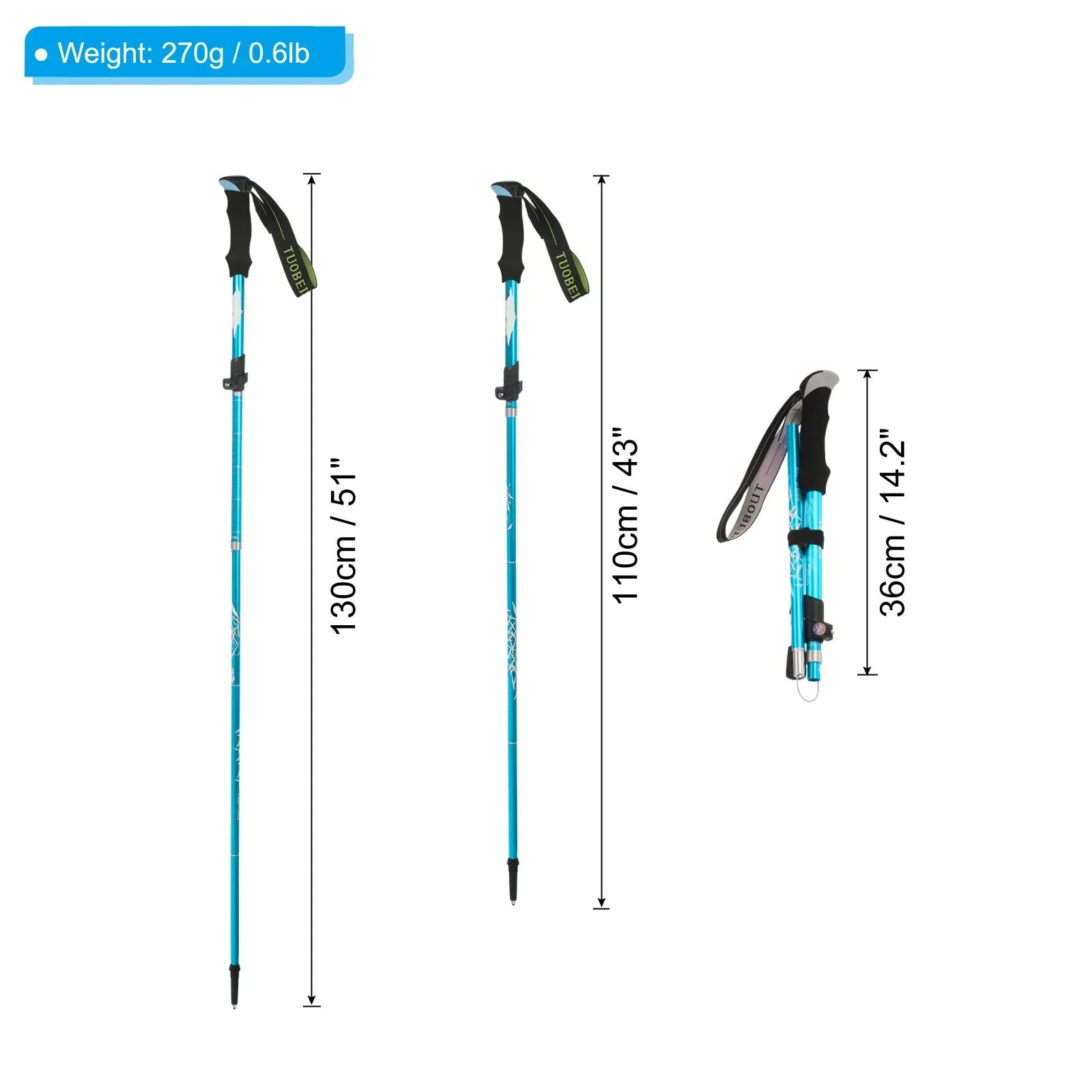 Inch Uxcell with 2 Pole Hiking Basket, Poles, 51 Blue Mud Trekking Collapsible Pack