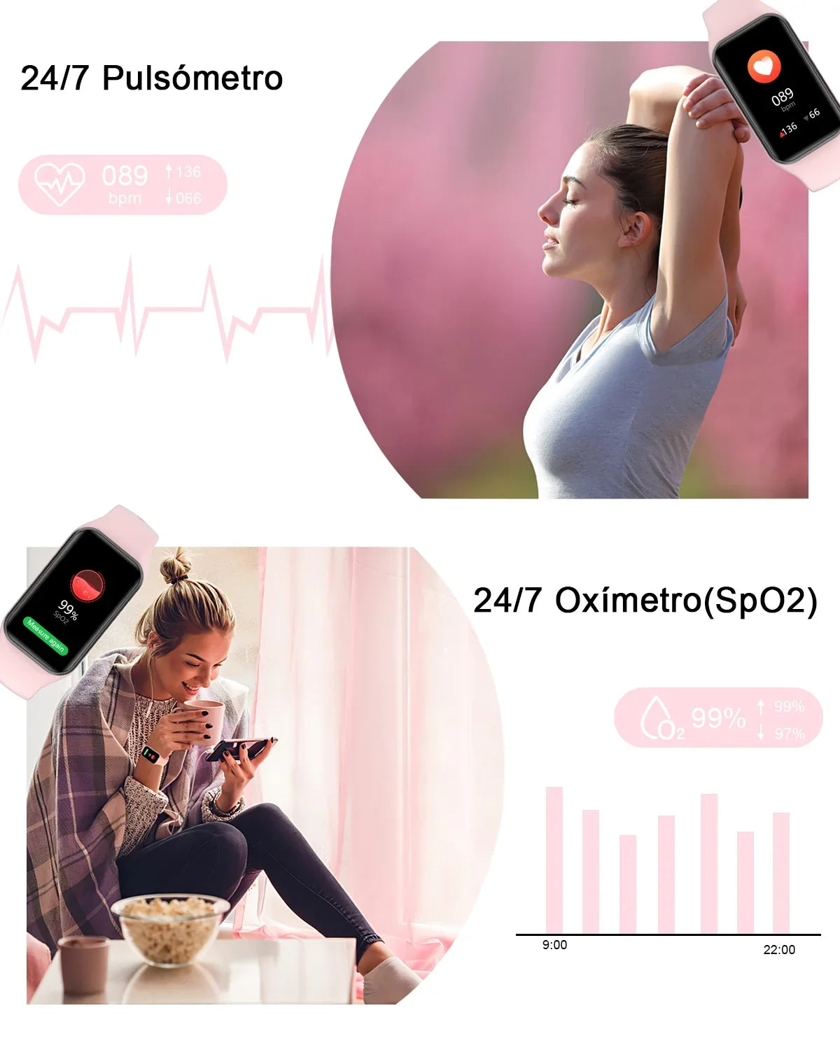 HD Calorie Modes Inch for - IP68 with , Tracker Fitness Women Smart 24 Compatible Pedometer, Screen,with iOS,Pink 1.47 and Waterproof, Android Men Watch Sports