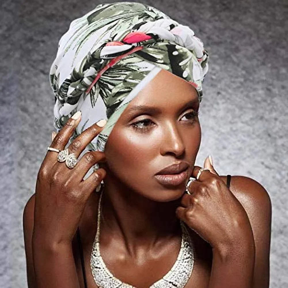 Turban Cap Soft Girls(Pack Wrap Woeoe for Head Print Scarf and Flower Head Head of Pink Pattern Women Cover Headwear 2) African