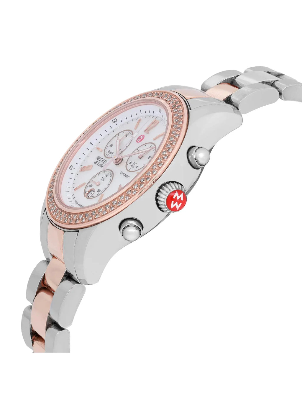 Watch 40mm Michele Steel Quartz Diamond MWW17A000017 0.50cttw Jetway Ladies