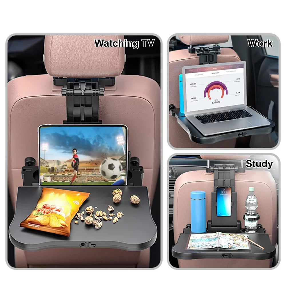 Table Phone Car Adjustable for Working, Seat Back Writing, Food Eating Car Carevas Foldable Car Black Seat Holder Tray, Multifunctional with Travel Table