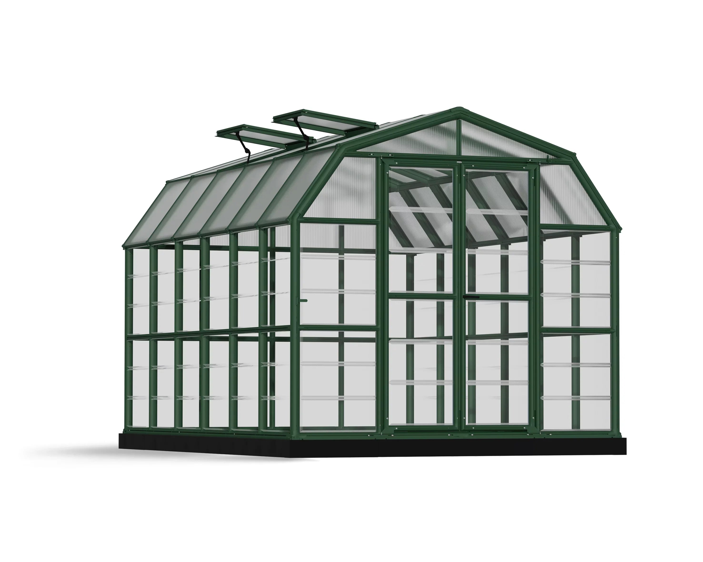 Greenhouse 2 Walk-In - Grand Green Clear Vents 8' Canopia - x with Gardener 12' Palram Roof -