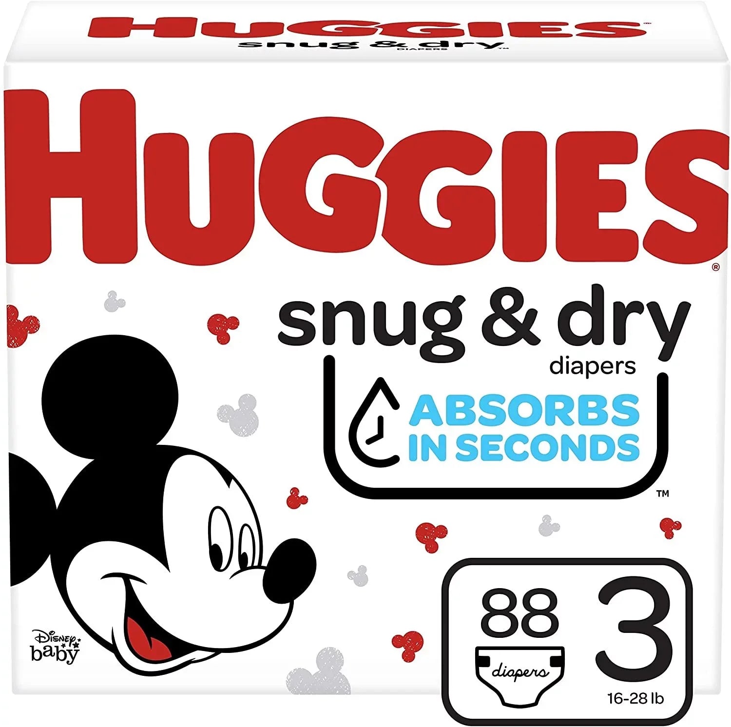 Baby Count HUGGIES Big Size 88 Dry 3 Snug Diapers Pack, and