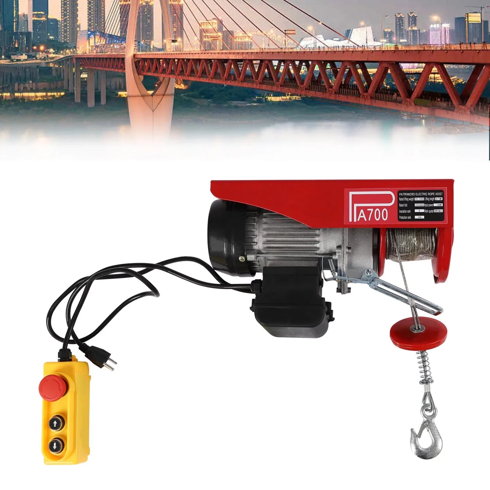 Winch Wire Control Electric 1543lbs 110V Hoist Winch Portable Remote W/ Electric