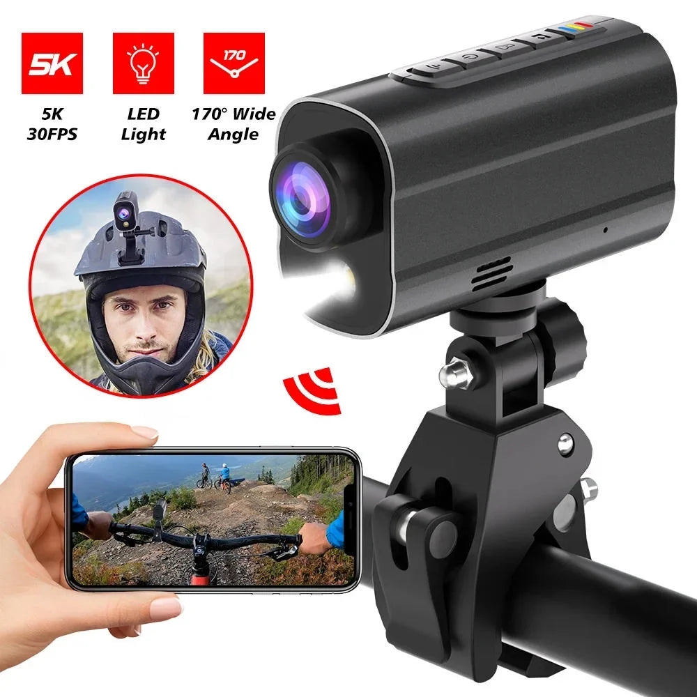 with DV Sport Light Riding Action Bike Motorcycle Led 5K WiFi Helmet Bicycle Camera Drive Recorder Anti Road Shake Camera