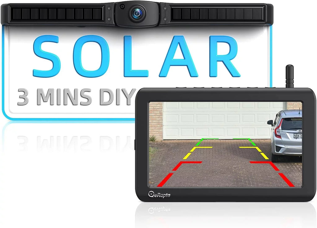 A1TYZX7 IR 1080P Camera 4800mAh Waterproof Backup Install, Battery, HD Truck Camera Monitor Night Solar Reverse Vision for Erapta Mins IP69K Car with 3 DIY RV Wireless