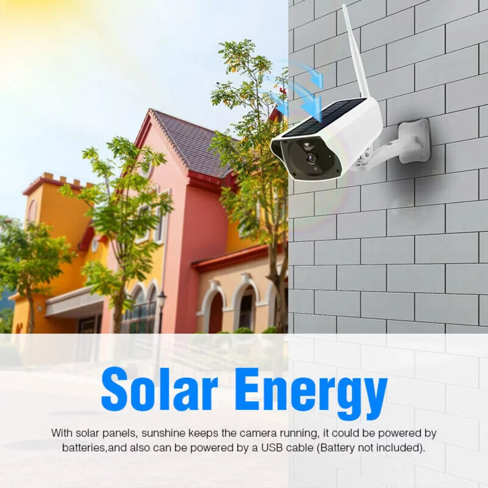 IP 1080P Surveillance Cameras, WiFi Camera, Camera Video Motion Powered, Wireless Solar Rechargeable Outdoor Waterproof, Security Energy Battery Powered Detection,