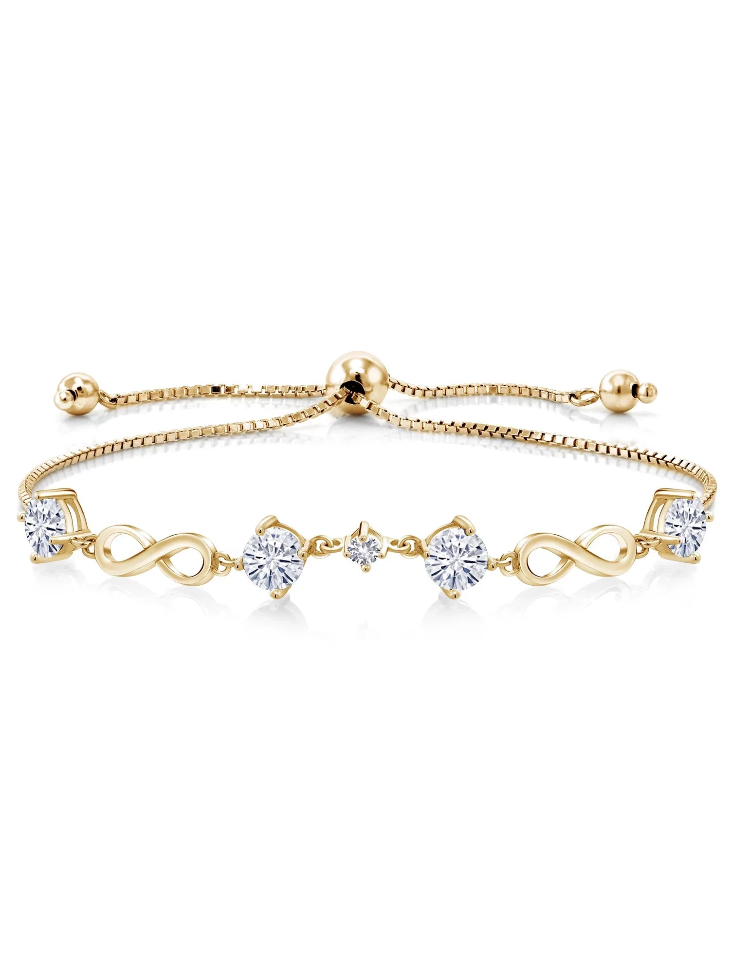 Silver Plated Bracelet Women 18K Gem Moissanite Created White Set Cttw) Gold Yellow King For Sapphire (2.05 Stone with