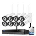 Hard 3MP Audio,IP66 Vision,Motion Waterproof,64ft Hiseeu Wireless System 8Pcs Cameras WiFi Wireless 3TB Security Security Home System Night IR WiFi 2-Way Drive, Security Detect Camera with with