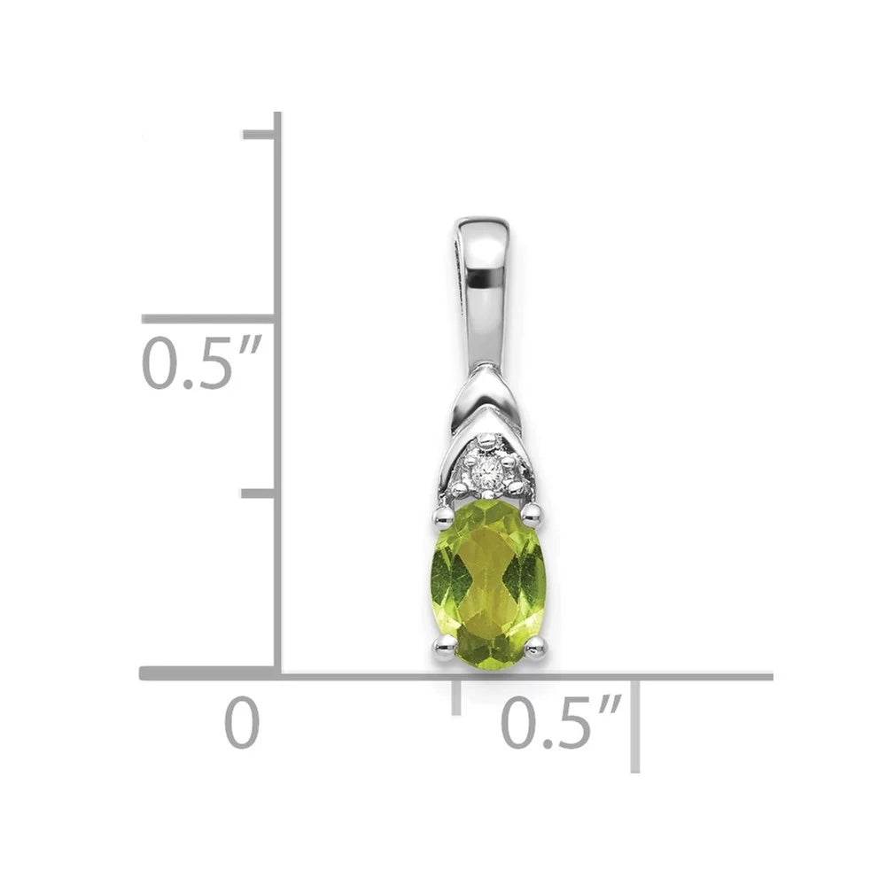 14K W-4mm) Diamond Auriga Pendant for Gold Women White Peridot (L-16mm,