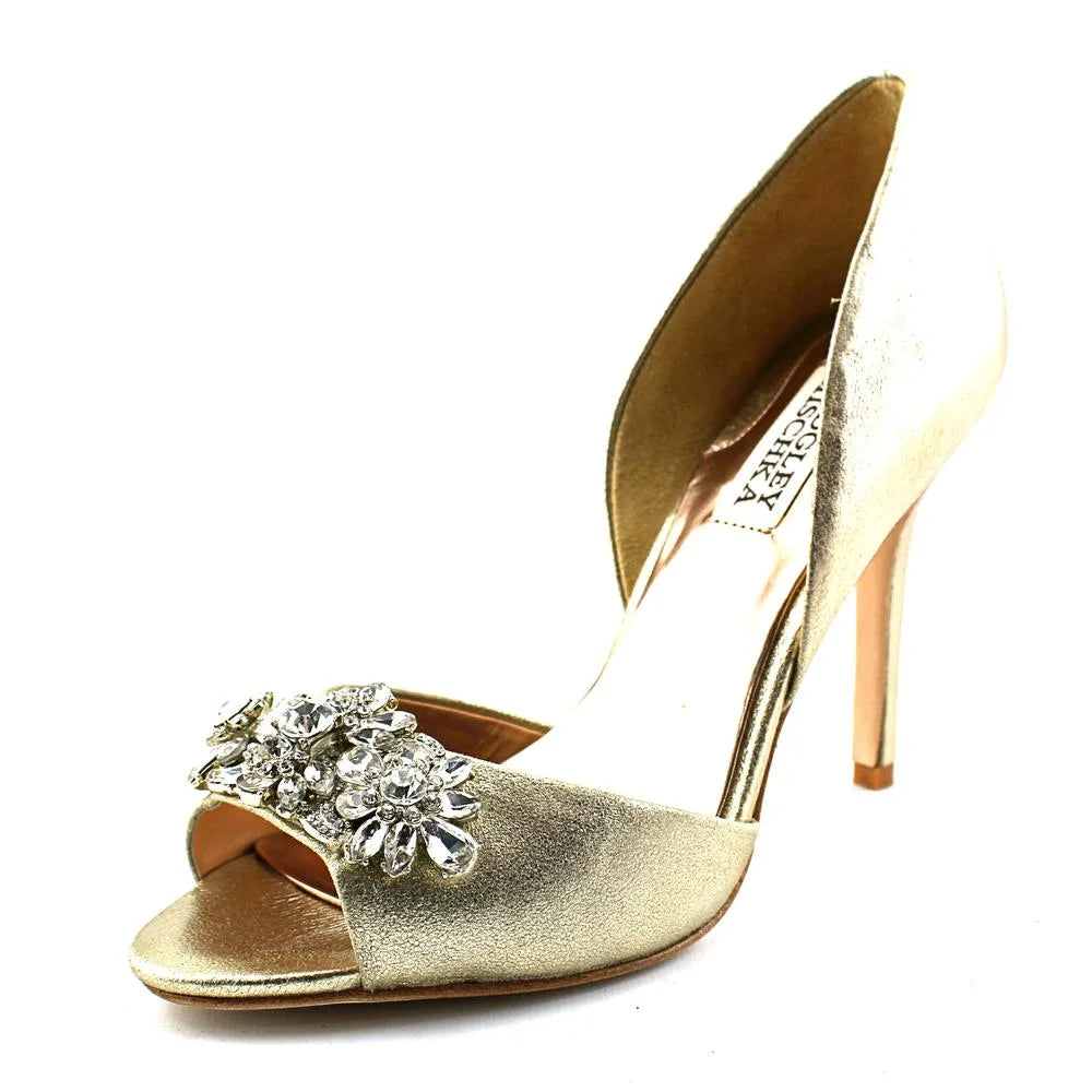 Suede, M II Badgley US D'Orsay Pewter Mischka Giana 7.5 Women's Pump, Metallic
