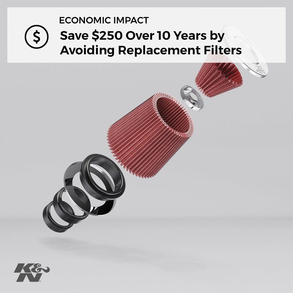 Engine K&N Air High Filter: 7.5 Tapered, Universal In, Flange Filter Round Flange Diameter: Filter: Washable, RU-1041 Length: Premium, 1 Replacement Performance, Clamp-On 6 In, Shape: Height: In,