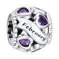 Bracelets 925 Heart Birthstone NINGAN Silver Pandora February Bead Love Charms Charms Openwork Sterling for