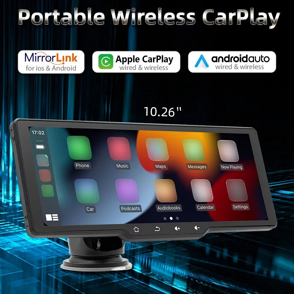 APP Portable Rearview Car Recorder Shinysix Car Car CarPlay Control Camcorder 10.26in Multi-language Player Video MultiMedia Camera Auto Car Wireless Camera Mobilephone