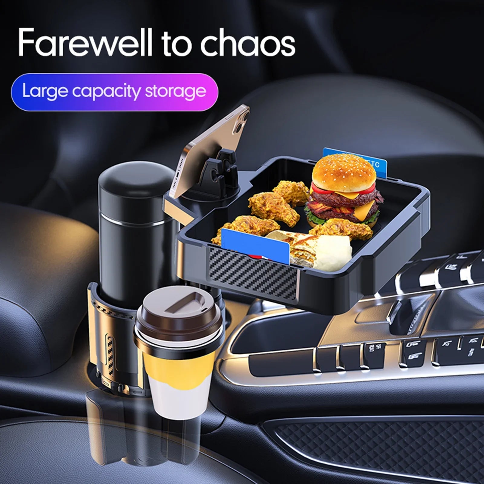 Holder Versatile Multifunctional 4IN1 Tray Holder for Cup Car Dual moobody Storage Rack, and Expander Snack Phones, Tray Cup Drinks