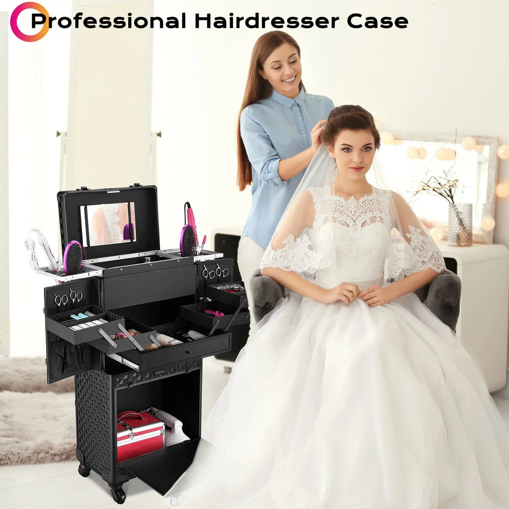 Cosmetic Salon Rolling Byootique Organizer Stylist Case Hair Trolley Makeup