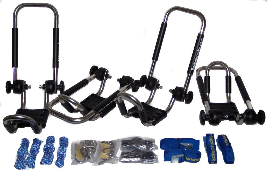 Folding J-style Stainless 2 Roof Kayak Pack'em Mounted Racks - Steel Sets Rack by Rack Carrier