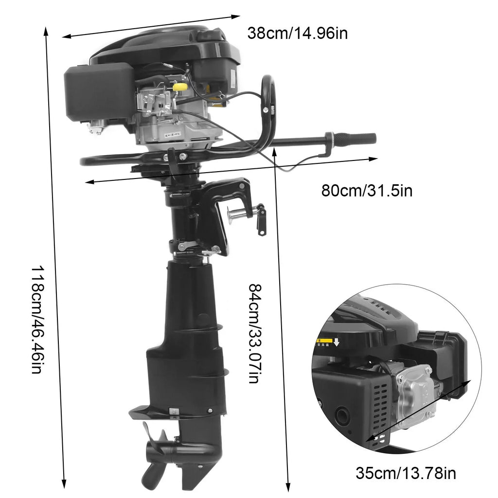 Stroke Engine Motor for Outboard 4 Outboard Motor 196CC Heavy Adventure Duty Fishing Boat 7.5HP Trolling Boat Outdoor G-a-s-o-l-i-n-e Motor Aquaculture Miumaeov