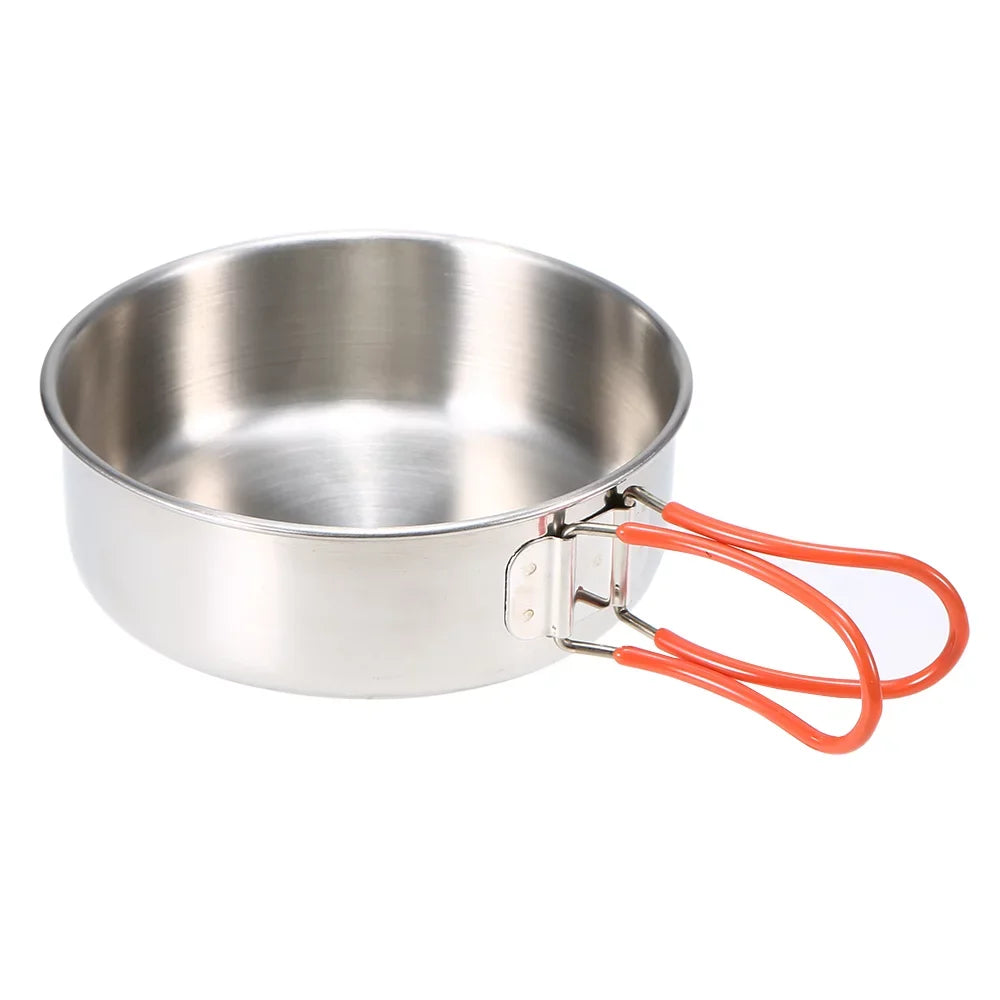 and Tableware Stove Camping Cookware Mess Kit, Steel Stainless Picnics Backpacking Set, Folding for Set Portable Pot Cooking Wood Lixada Pan