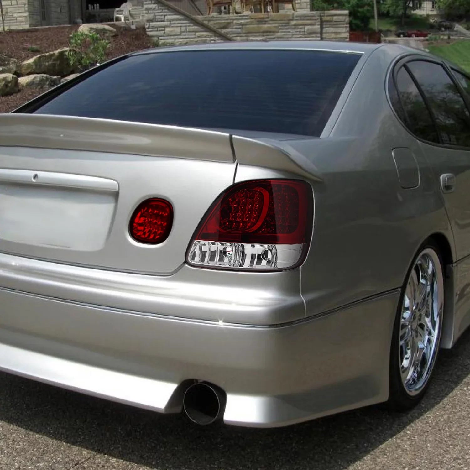 Red 1998-2005 Tail Tuning Left Lights Assembly Lexus LED Lens Compatible + Clear GS300/GS400/GS430 Right with Spec-D Pair