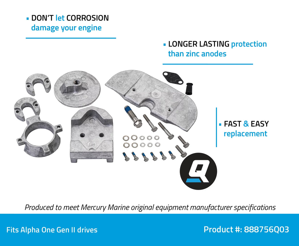 One Quicksilver Gen Kit 888756Q03 II Alpha Aluminum Anode
