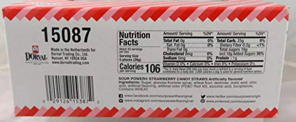 Straws, (Pack Straws of Candy Sour (Pack 1.75 (2912615) of Power 24) Strawberry 24), Ounce