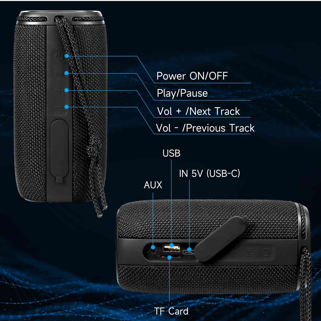 UrbanX Bluetooth Punchy - Wireless Surround Speaker 360° X808 for with True Bass, Black Pairing, Portable IPX5 W41+ HD Speakers BT5.3, Sound Speaker, Waterproof LG
