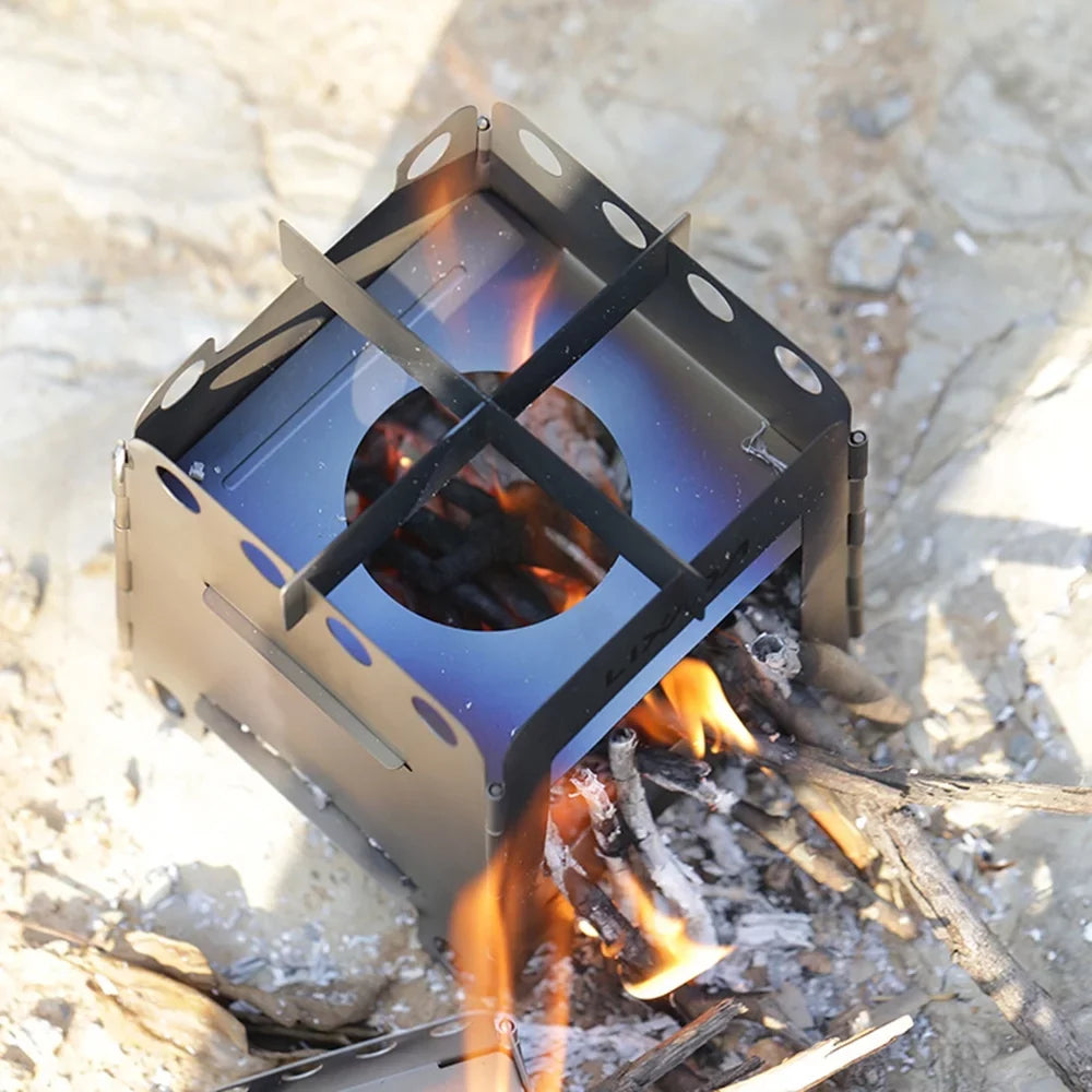 Stove Burning Lightweight Wood Camping Stove Backpacking Cooking Portable Picnic for Folding Lixada