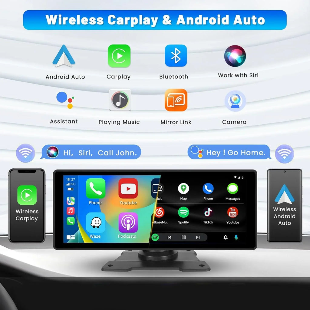 Android Podofo Suv Carplay Bluetooth with Auto 7-32V Van Pickup Link Touch for Vehicles, AUX Car FM Camera Mirror Stereo Card&Backup Portable Radio Screen 64G Car 10.26" Wireless
