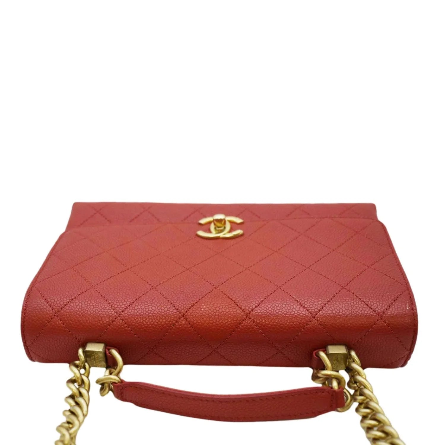 Bag CHANEL Caviar Crossbody Red Pre-Owned Chic Leather Small Stitched Quilted Flap Affinity