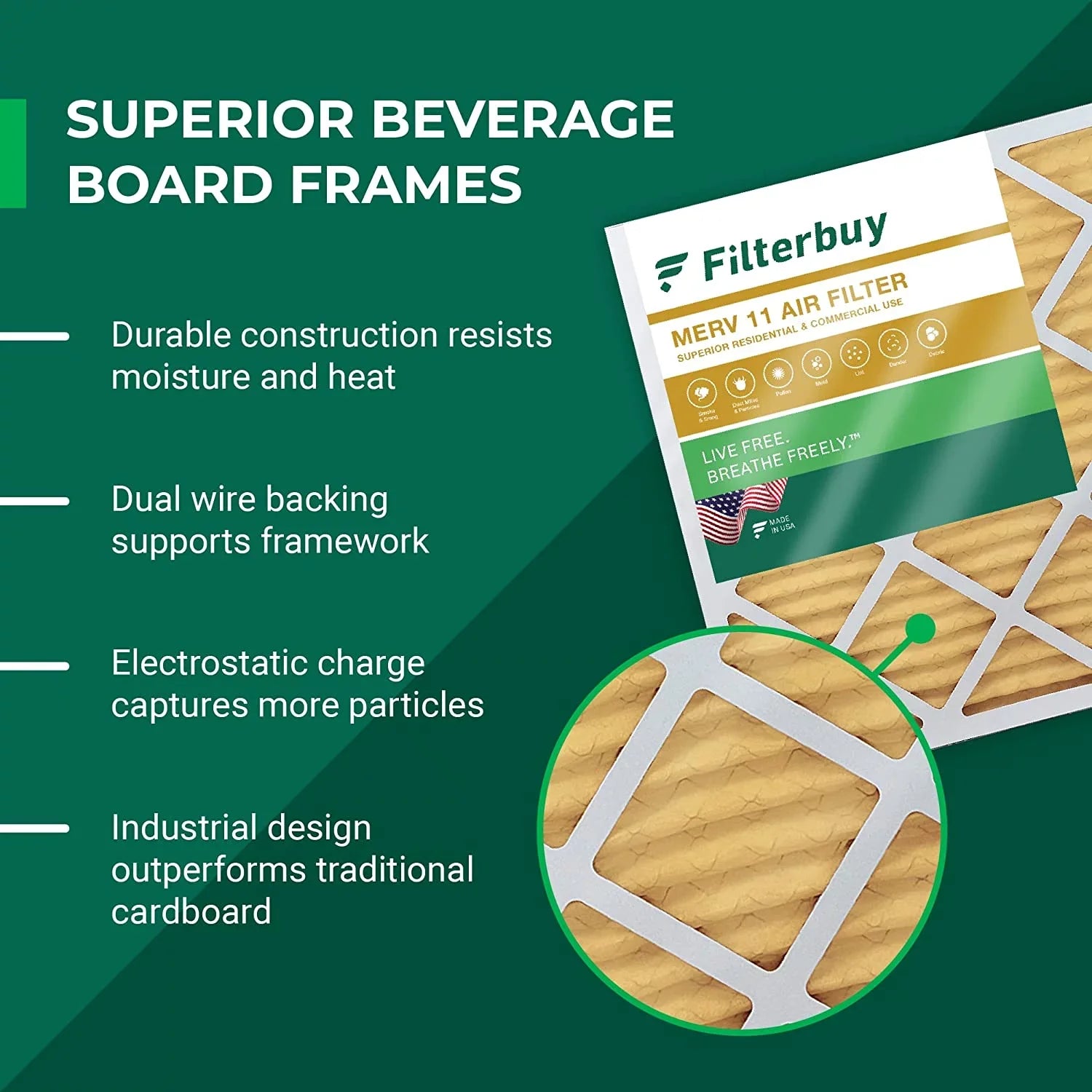 Air Pleated MERV 11 Filterbuy Filters AC (5-Pack) Furnace 17x17x1 HVAC