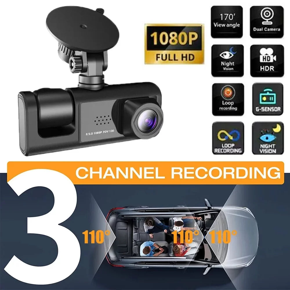 Video Cameras HD in Motion ALLTIMES Cable Cam Car Loop Screen, Detection, Recorder, Recording, Car and IPS Dash Front Charger with 2" 1 G-Sensor, 1080HD Interior Display 3 Rear