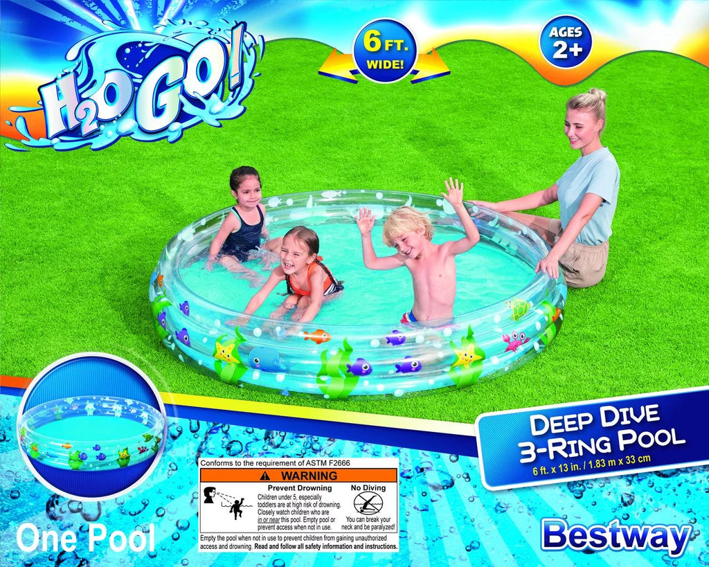 Age Pool 3-Ring for H2ogo! Dive 2+ Children Deep Clear Outdoor