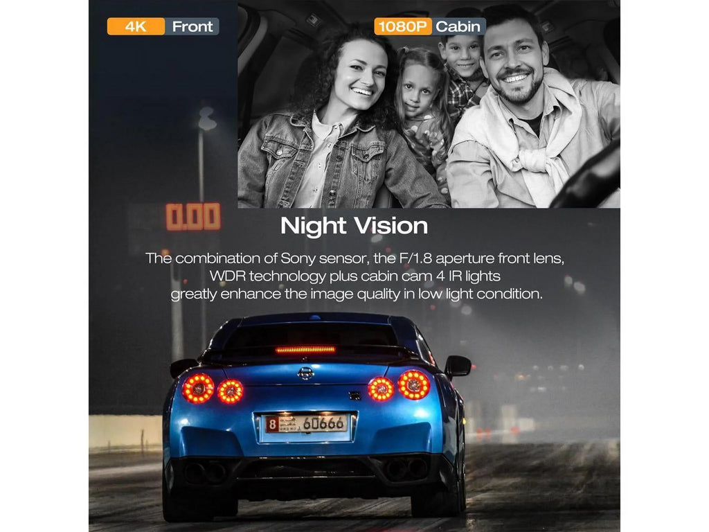Parking 4K+1080P Channel 3 2K+1080P+1080P Dashcam IR Inside, Cam Camera Night with Triple and Car WDR,G-Sensor, 4K Monitor Camera, Rear Dash Dash Front Vision, TOGUARD