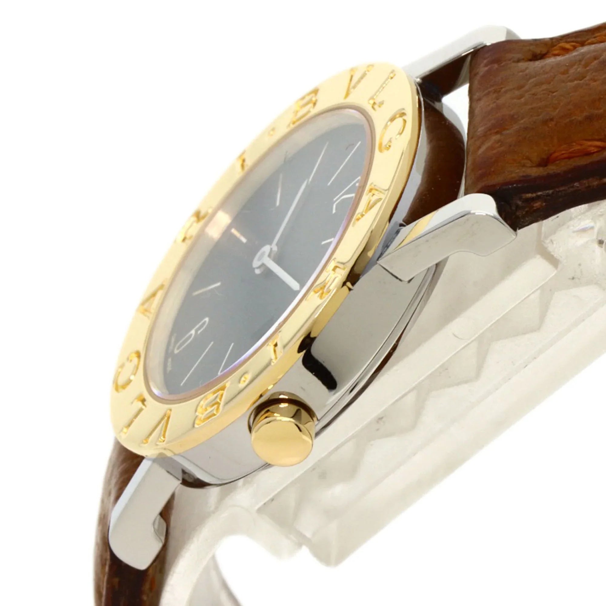 BVLGARI Steel/Leather/K18YG (Good) Pre-Owned Ladies Watch BB26SGL Stainless