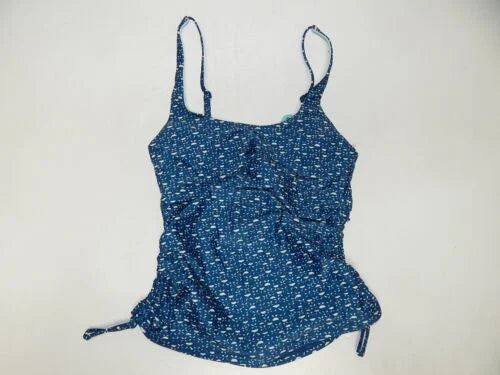 prAna Deep Cha Scoop Small Melody Cha Neck Size Shirred Top Tankini Indigo (S)
