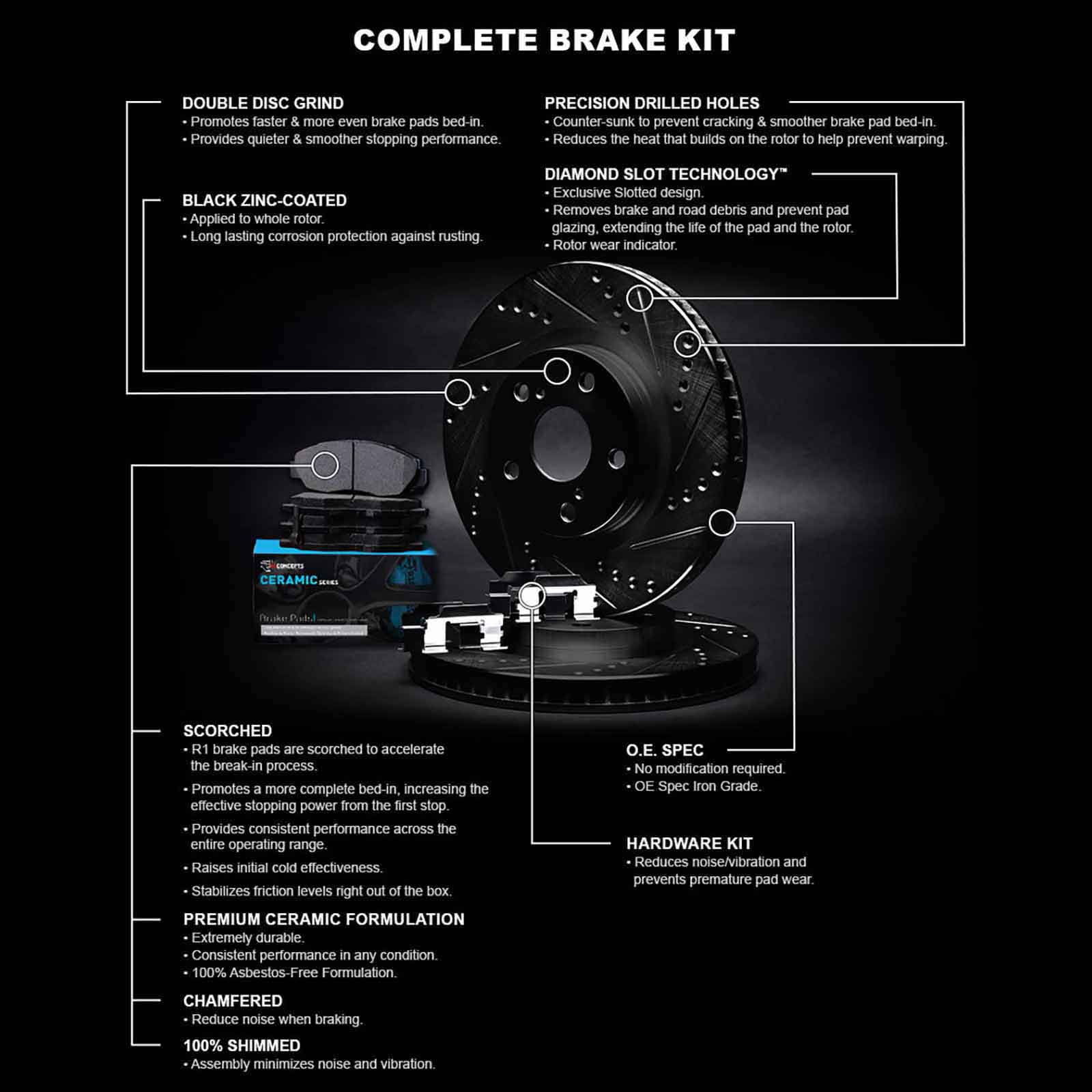 Pads| and Brakes Brake Brake Pads| Rotors Ceramic Rotors Pads Front Rotors |Hardware Concepts Brake R1 and and WHWH1-39025 Kit Kit |Front