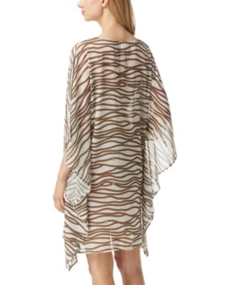 Logo-Printed Chiffon Michael Caftan Kors US Cover-up, BONE X-Small/Small
