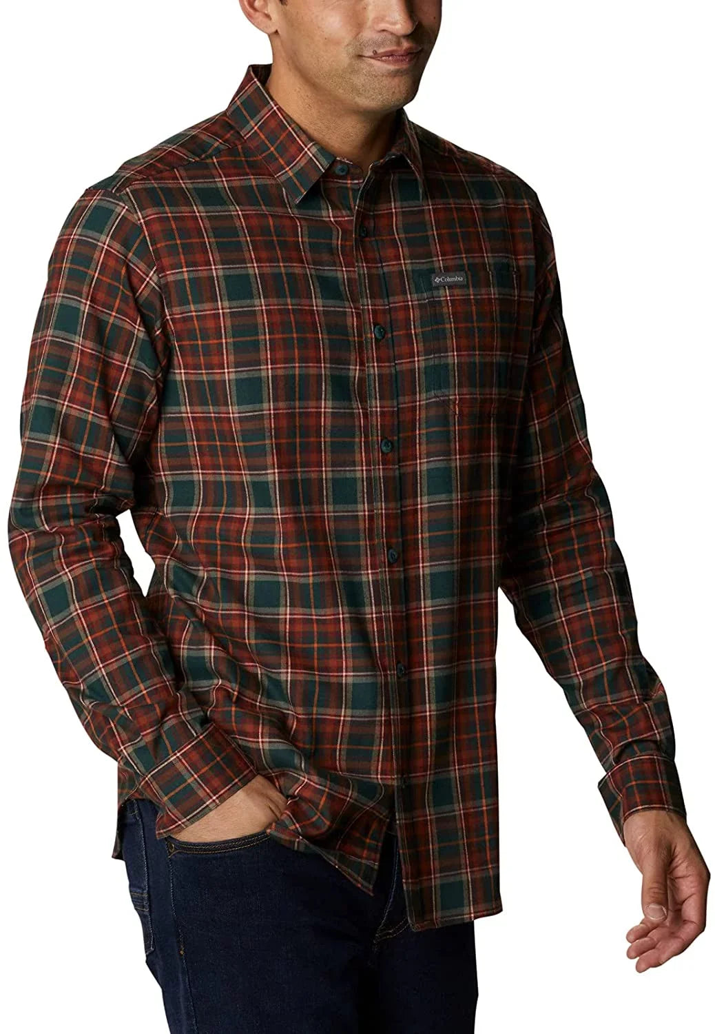 Long III Sleeve Ridge Vapor Spruce Columbia Tartan Mens Shirt X-Large Cs