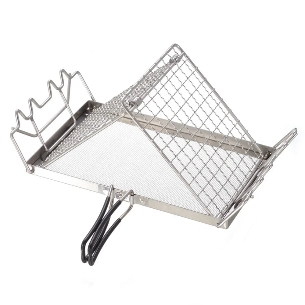 Camp Bread Picnics Rack - Toaster for Backpacking, Camping, Folding Steel Toaster Stove and Ideal Stainless