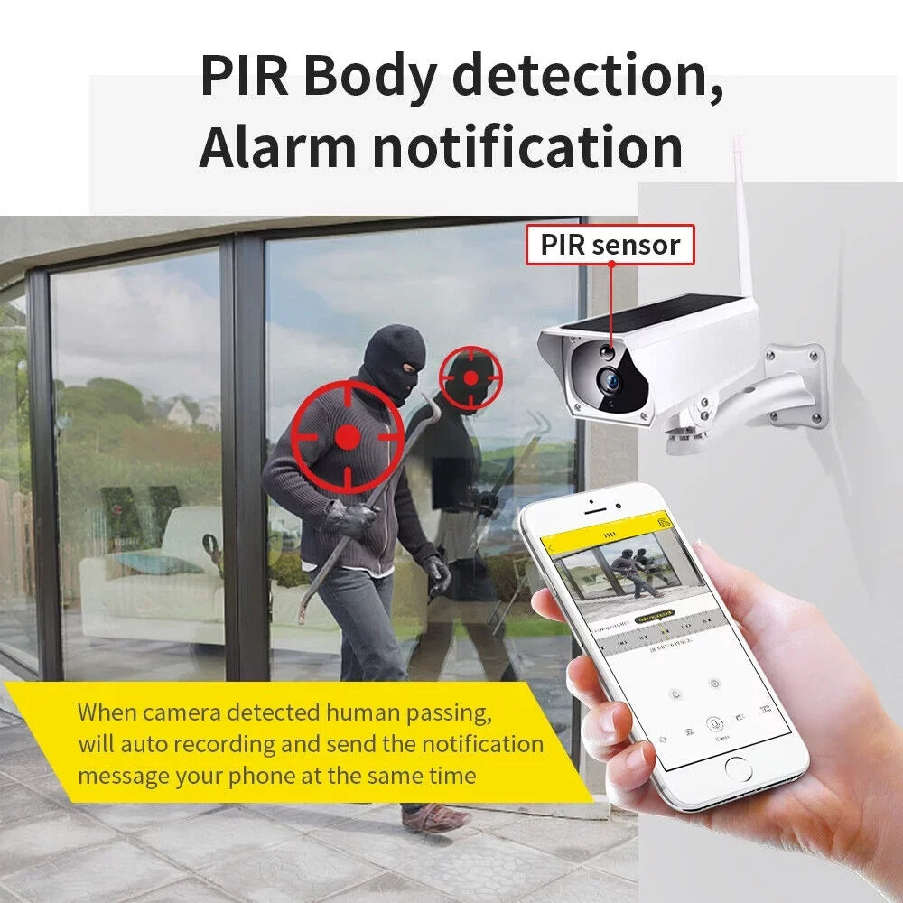 IP 1080P Surveillance Cameras, WiFi Camera, Camera Video Motion Powered, Wireless Solar Rechargeable Outdoor Waterproof, Security Energy Battery Powered Detection,