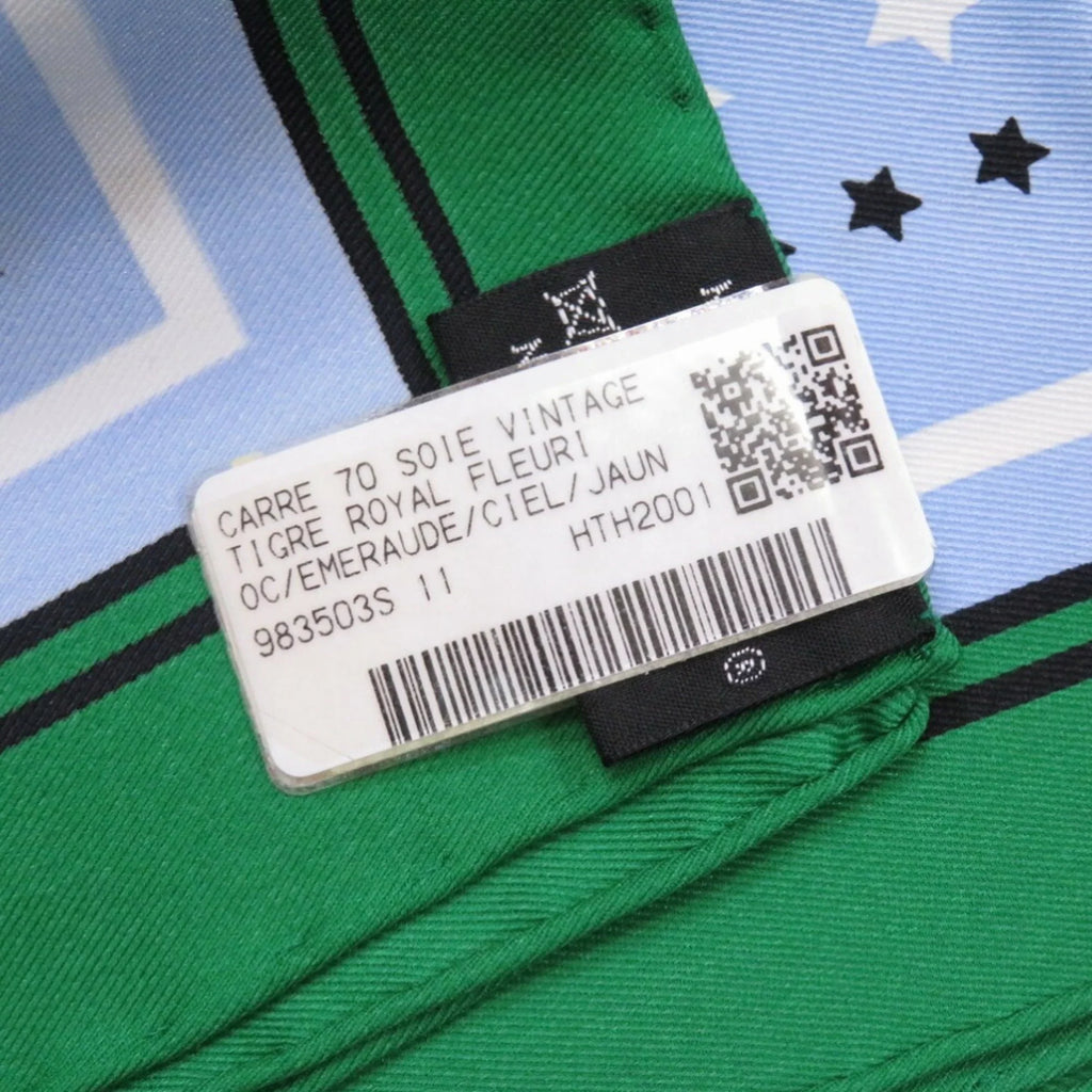 (Like Tiger Blue King's New) Scarf Hermes Fururi Pre-Owned Green Silk Muffler