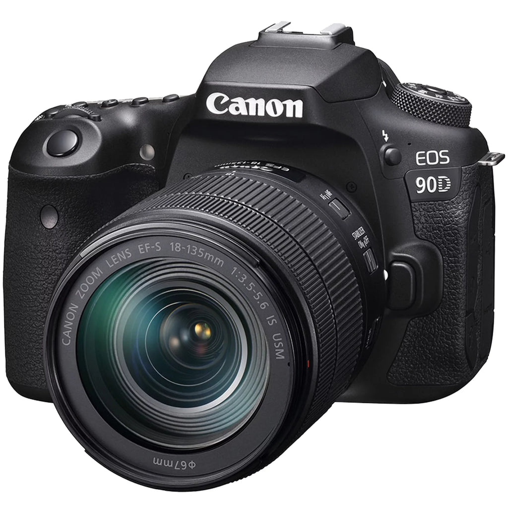 Memory SanDisk Tripod Lens, and Canon Card, with Backpack, 18-135mm Accessory EOS Camera DSLR Bundle 32GB 90D Flash, ZeeTech